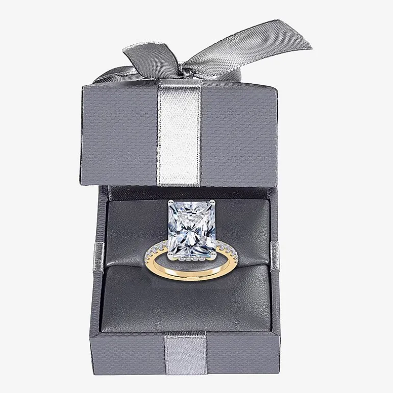(F-G /Vs2-Si1) Womens 2 1/4 CT. T.W. Lab Grown White Diamond 14K Gold Rectangular Side Stone Engagement Ring