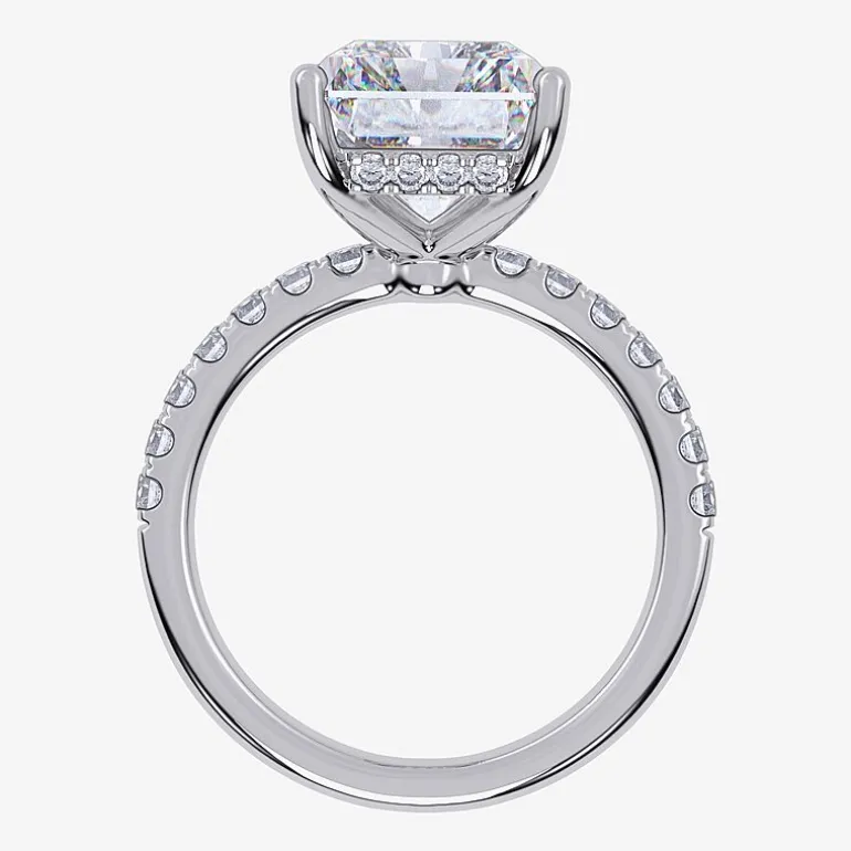 (F-G /Vs2-Si1) Womens 2 1/4 CT. T.W. Lab Grown White Diamond 14K Gold Rectangular Side Stone Engagement Ring