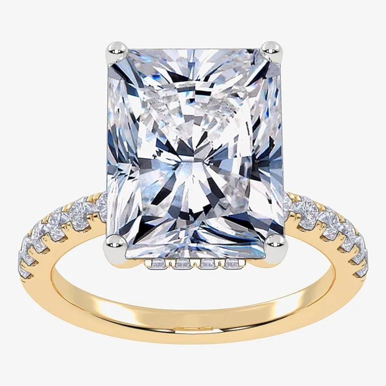 (F-G /Vs2-Si1) Womens 2 1/4 CT. T.W. Lab Grown White Diamond 14K Gold Rectangular Side Stone Engagement Ring
