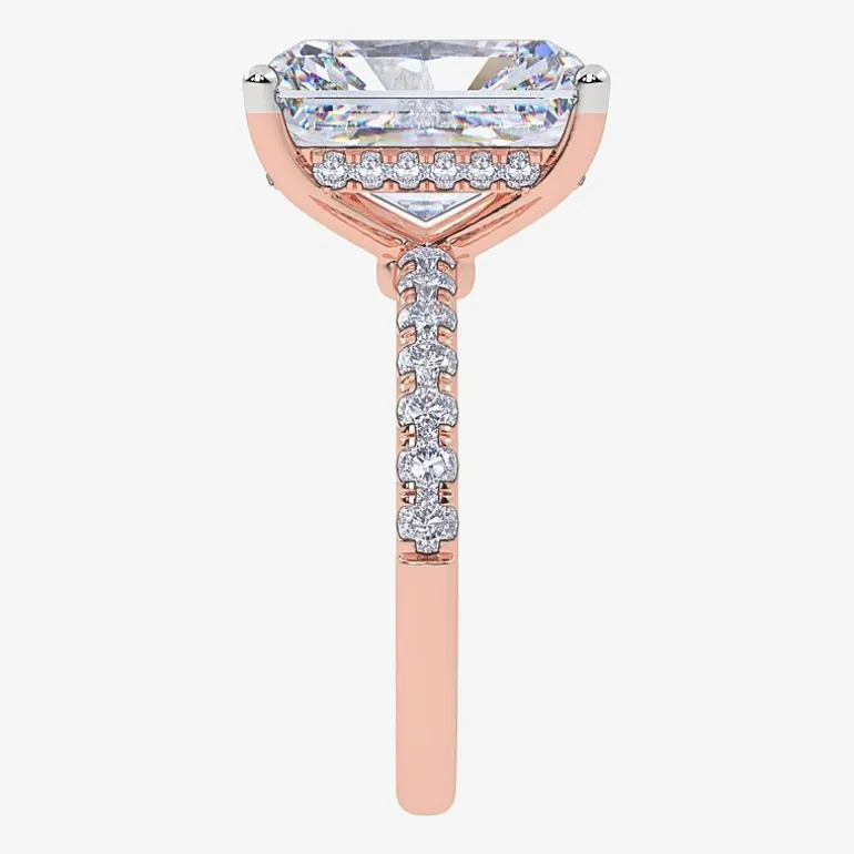 (F-G /Vs2-Si1) Womens 2 1/4 CT. T.W. Lab Grown White Diamond 14K Gold Rectangular Side Stone Engagement Ring
