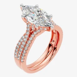 (F-G/ Vs2-Si1) Womens 3 1/2 CT. T.W Lab Grown White Diamond 10K Gold Marquise Side Stone Bridal Set