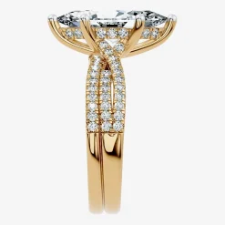 (F-G/ Vs2-Si1) Womens 3 1/2 CT. T.W Lab Grown White Diamond 10K Gold Marquise Side Stone Bridal Set