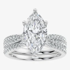 (F-G/ Vs2-Si1) Womens 3 1/2 CT. T.W Lab Grown White Diamond 10K Gold Marquise Side Stone Bridal Set