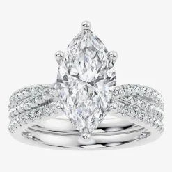 (F-G/ Vs2-Si1) Womens 2 1/2 CT. T.W. Lab Grown White Diamond 10K Gold Marquise Side Stone Bridal Set