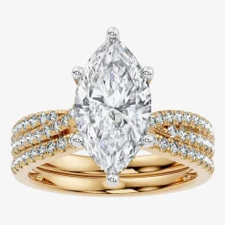 (F-G/ Vs2-Si1) Womens 2 1/2 CT. T.W. Lab Grown White Diamond 10K Gold Marquise Side Stone Bridal Set