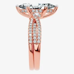 (F-G/ Vs2-Si1) Womens 2 1/2 CT. T.W. Lab Grown White Diamond 10K Gold Marquise Side Stone Bridal Set