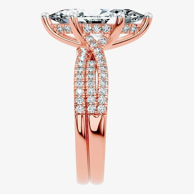 (F-G/ Vs2-Si1) Womens 2 1/2 CT. T.W. Lab Grown White Diamond 10K Gold Marquise Side Stone Bridal Set