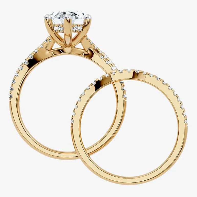 (F-G/ Vs2-Si1) Womens 2 1/2 CT. T.W. Lab Grown White Diamond 10K Gold Marquise Side Stone Bridal Set