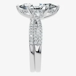 (F-G/ Vs2-Si1) Womens 2 1/2 CT. T.W. Lab Grown White Diamond 10K Gold Marquise Side Stone Bridal Set