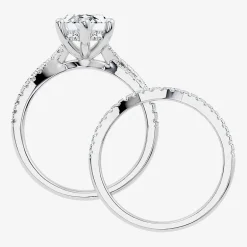 (F-G/ Vs2-Si1) Womens 2 1/2 CT. T.W. Lab Grown White Diamond 10K Gold Marquise Side Stone Bridal Set
