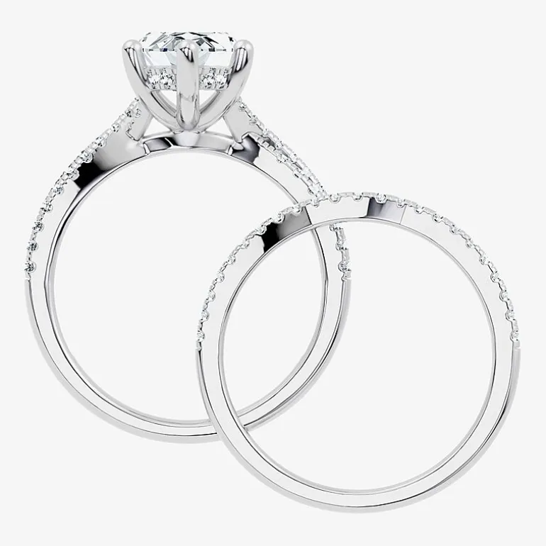 (F-G/ Vs2-Si1) Womens 2 1/2 CT. T.W. Lab Grown White Diamond 10K Gold Marquise Side Stone Bridal Set
