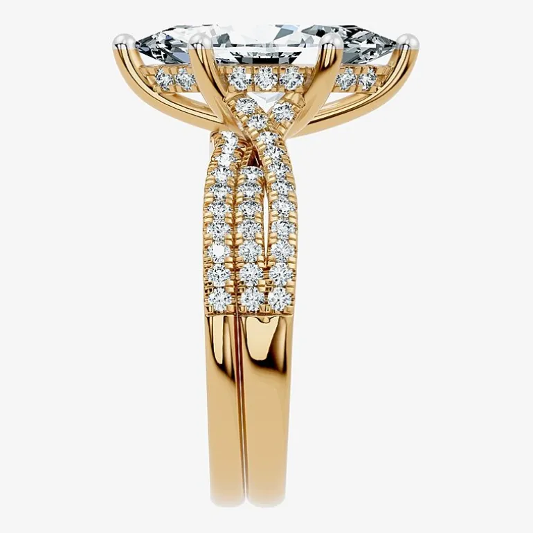 (F-G/ Vs2-Si1) Womens 2 1/2 CT. T.W. Lab Grown White Diamond 10K Gold Marquise Side Stone Bridal Set
