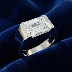 (F-G /Vs1-Vs2) Mens 3 CT. Lab Grown White Diamond 14K Gold Solitaire Engagement Ring