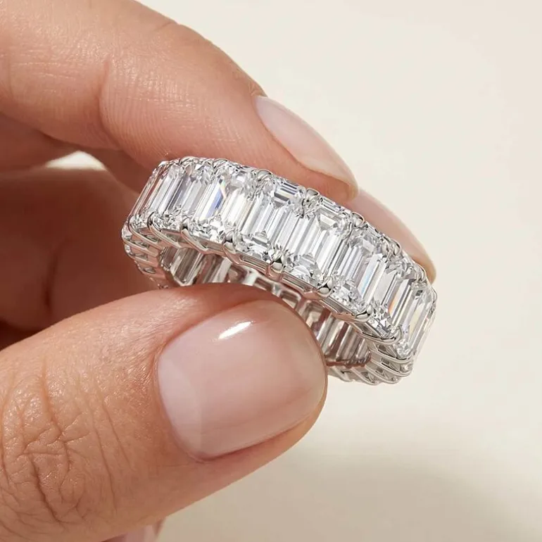 (F-G /Vs1-Vs2) Unisex Adult 5MM 6 CT. T.W. Lab Grown White Diamond 14K Gold Eternity Wedding Band
