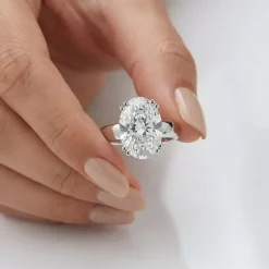 (F-G /Vs1-Vs2) Womens 4 CT. Lab Grown White Diamond 14K Gold Oval Solitaire Engagement Ring