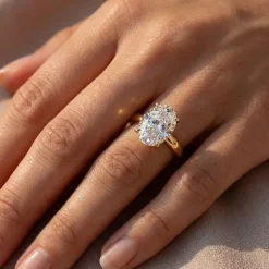 (F-G /Vs1-Vs2) Womens 4 CT. Lab Grown White Diamond 14K Gold Oval Solitaire Engagement Ring
