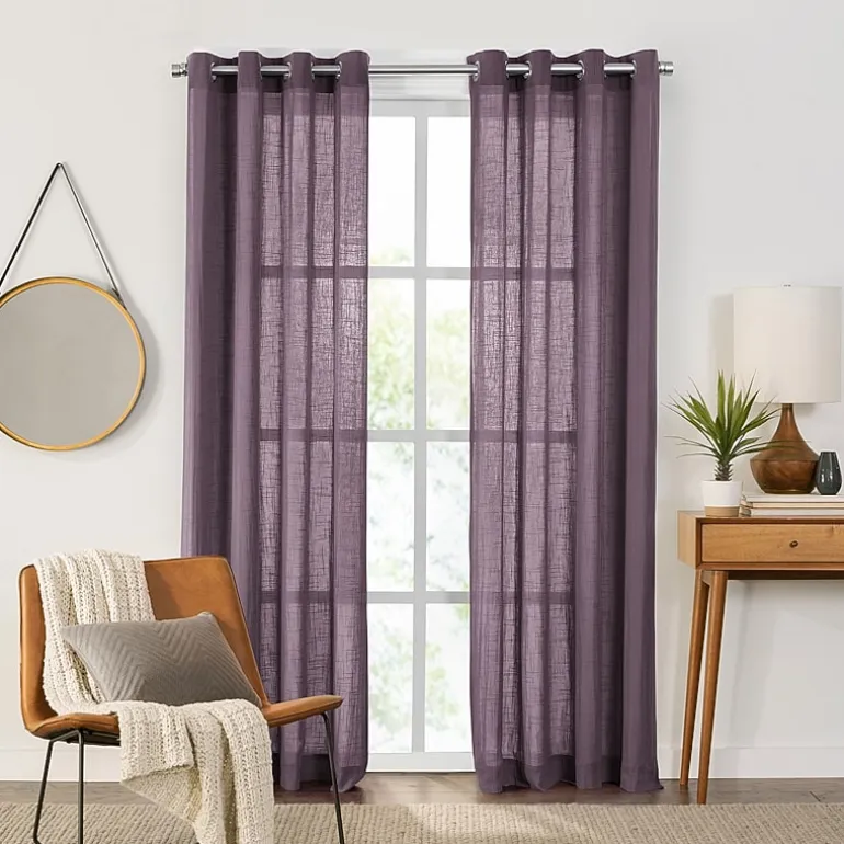 Fieldcrest Arden Solid Cotton Grommet Top Sheer Single Curtain Panel