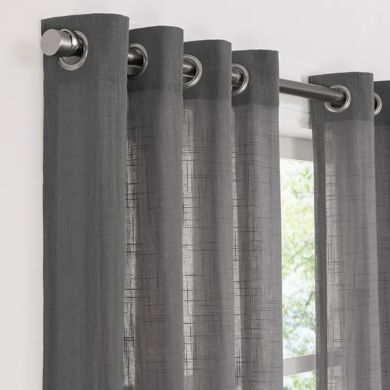 Fieldcrest Arden Solid Cotton Grommet Top Sheer Single Curtain Panel