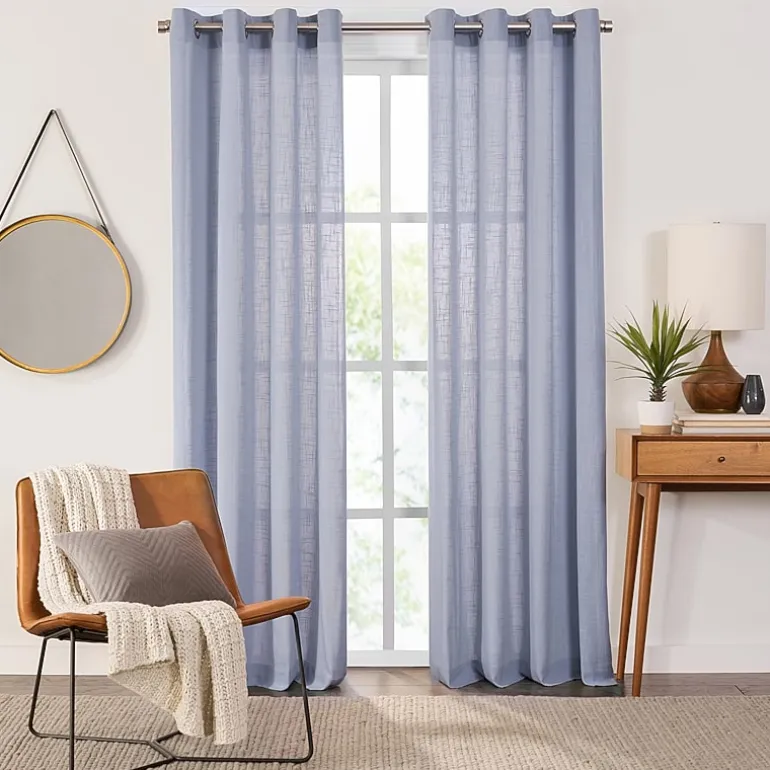 Fieldcrest Arden Solid Cotton Grommet Top Sheer Single Curtain Panel