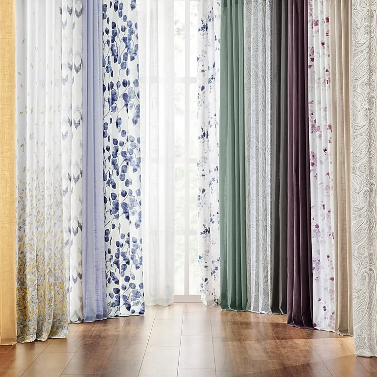 Fieldcrest Arden Solid Cotton Grommet Top Sheer Single Curtain Panel