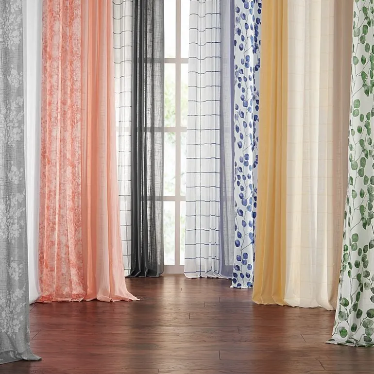 Fieldcrest Arden Solid Cotton Grommet Top Sheer Single Curtain Panel