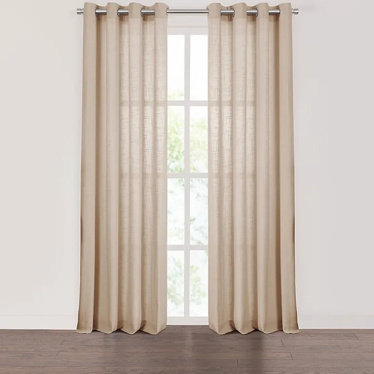 Fieldcrest Arden Solid Cotton Grommet Top Sheer Single Curtain Panel