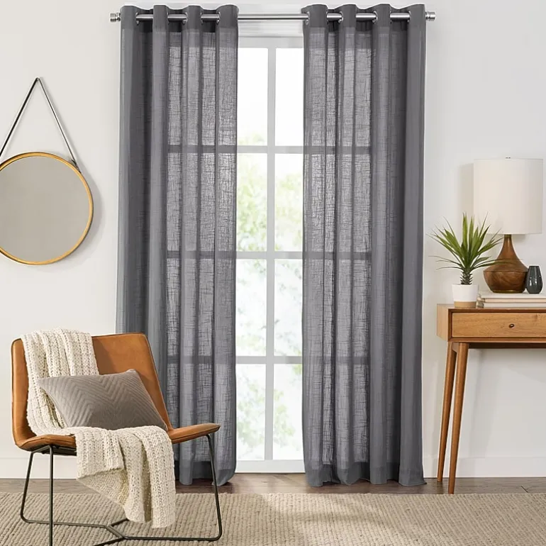 Fieldcrest Arden Solid Cotton Grommet Top Sheer Single Curtain Panel