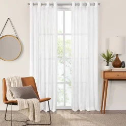 Fieldcrest Arden Solid Cotton Grommet Top Sheer Single Curtain Panel