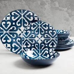 Fieldcrest Atlas Medallion 12-pc. Stoneware Dinnerware Set