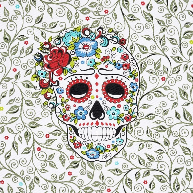 Fiesta Skull and Vine Apron