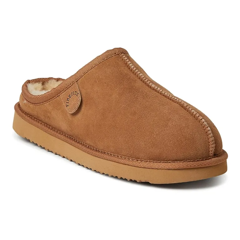 Fireside by Dearfoam’s Men's Grafton Genuine Shearling Clog With Taping Slippers