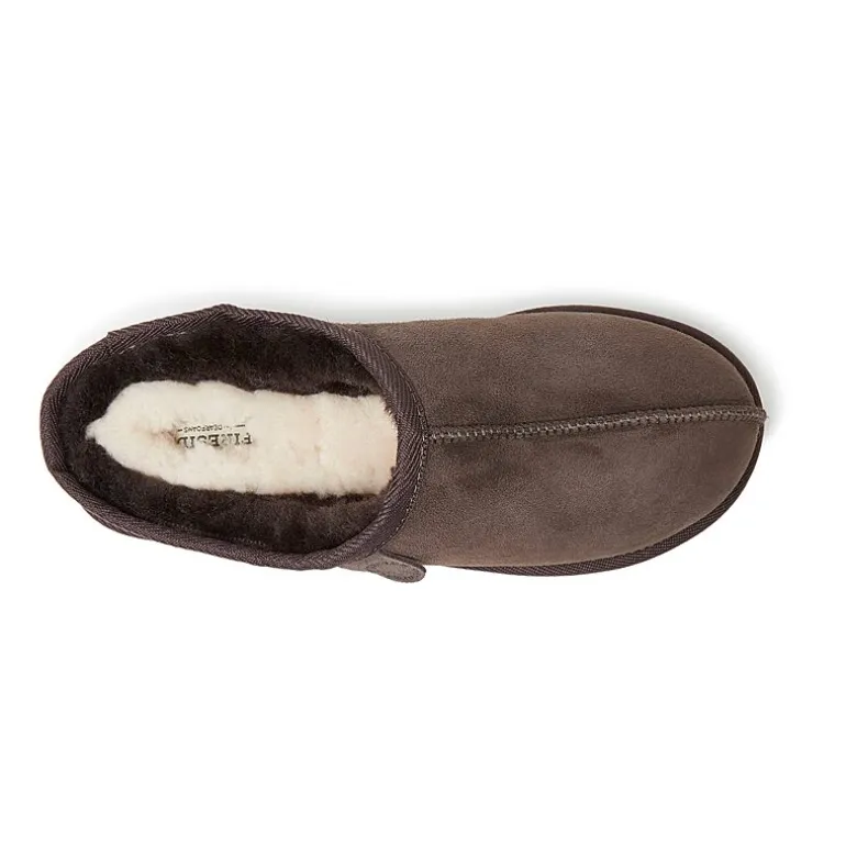 Fireside by Dearfoam’s Men's Grafton Genuine Shearling Clog With Taping Slippers