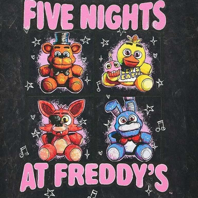 Five Nights Oversized Tee Womens Juniors Crew Neck Short Sleeve Oversized Five Nights at Freddys Graphic T-Shirt