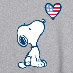 Flag Heart Womens Juniors Crew Neck Short Sleeve Oversized Peanuts Snoopy Graphic T-Shirt