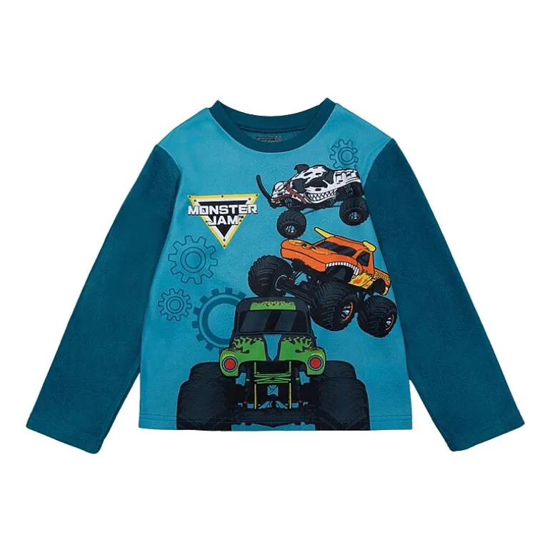 Fleece Big Kid Boys Monster Jam Microfleece Crew Neck Long Sleeve 2-pc. Pajama Set