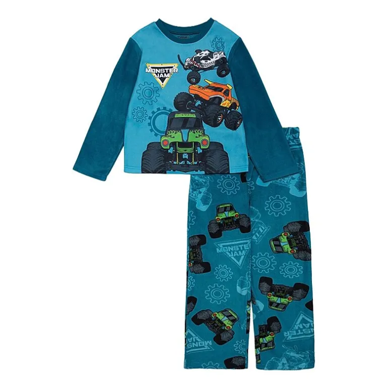 Fleece Big Kid Boys Monster Jam Microfleece Crew Neck Long Sleeve 2-pc. Pajama Set