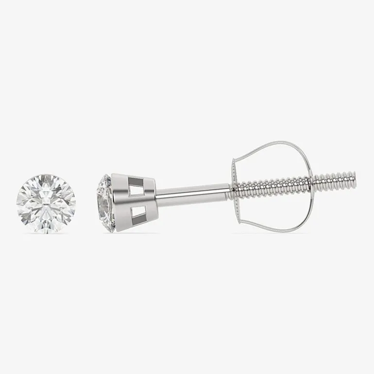 Floating Diamonds (F / Vs2) 1/2 CT. T.W. Lab Grown White Diamond 14K Gold 4.2mm Round Stud Earrings