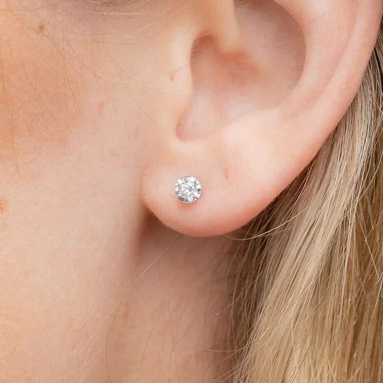 Floating Diamonds (F / Vs2) 1/2 CT. T.W. Lab Grown White Diamond 14K Gold 4.2mm Round Stud Earrings
