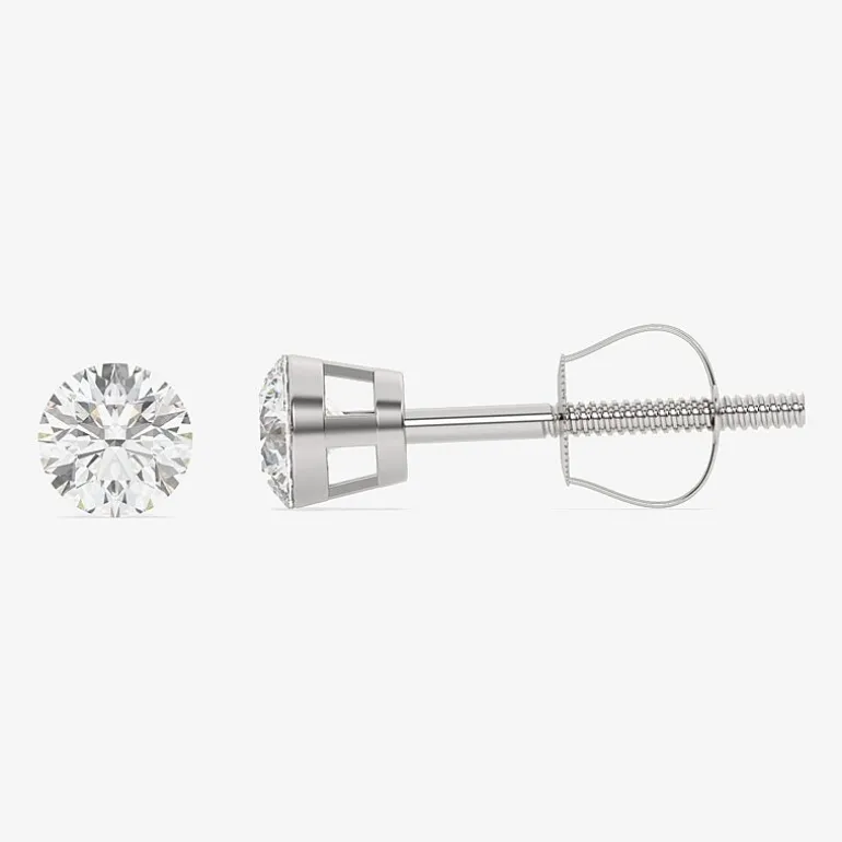 Floating Diamonds (F / Vs2) 1 CT. T.W. Lab Grown White Diamond 14K Gold 5.4mm Round Stud Earrings