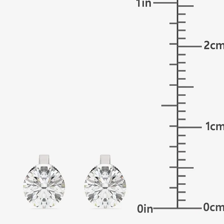Floating Diamonds (F / Vs2) 1 CT. T.W. Lab Grown White Diamond 14K Gold 5.4mm Round Stud Earrings