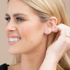 Floating Diamonds (F / Vs2) 1 CT. T.W. Lab Grown White Diamond 14K Gold 5.4mm Round Stud Earrings