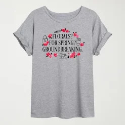 Florals For Spring Womens Juniors Crew Neck Short Sleeve Oversized Graphic T-Shirt