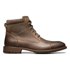 Florsheim Mens Chalet Cap Toe Stacked Heel Lace Up Boots