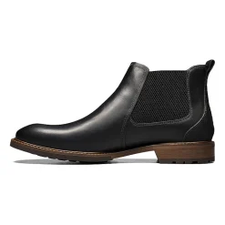 Florsheim Mens Chalet Plain Toe Gore Stacked Heel Chelsea Boots