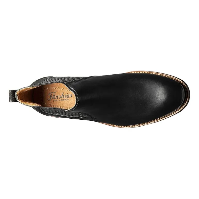 Florsheim Mens Chalet Plain Toe Gore Stacked Heel Chelsea Boots