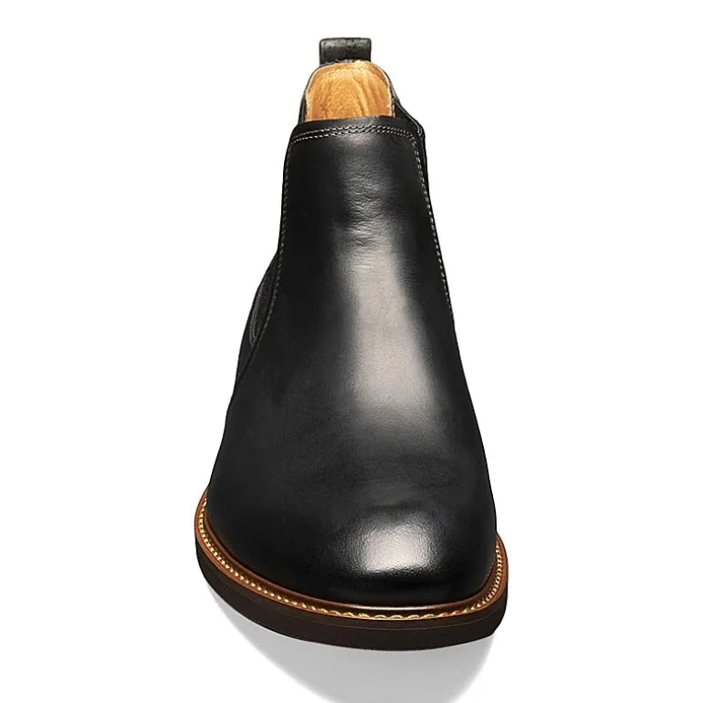 Florsheim Mens Chalet Plain Toe Gore Stacked Heel Chelsea Boots