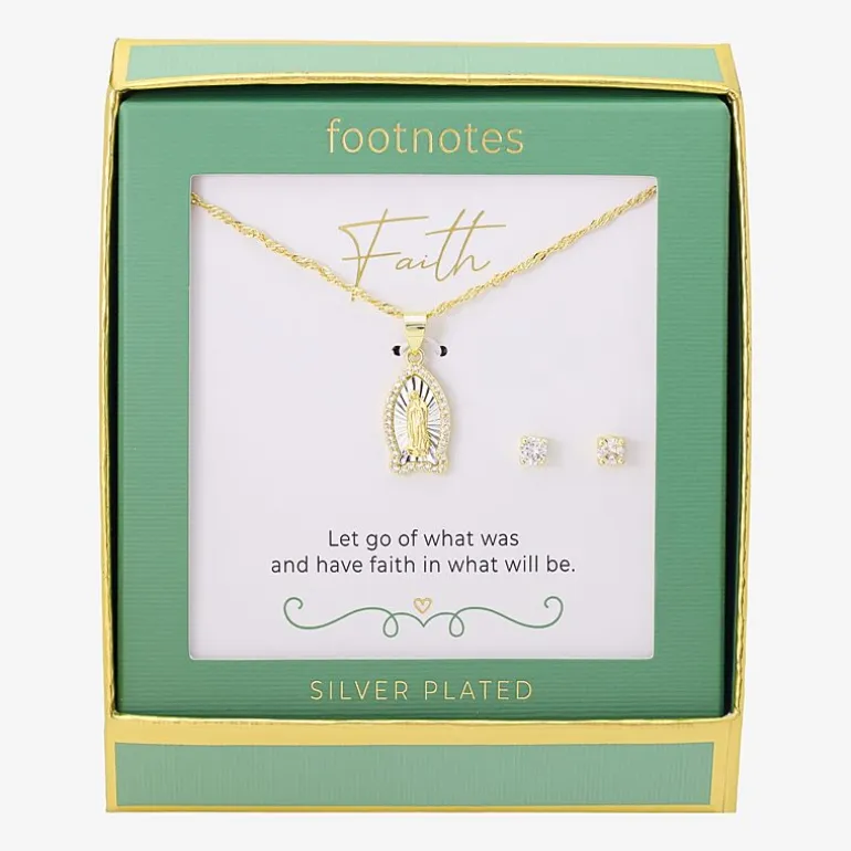 Footnotes Our Lady Of Guadalupe Womens Cubic Zirconia 14K Gold Over Brass Pure Silver Over Brass 2-pc. Jewelry Set