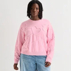 Forever 21 Juniors Plus Womens Crew Neck Long Sleeve Pullover Sweater