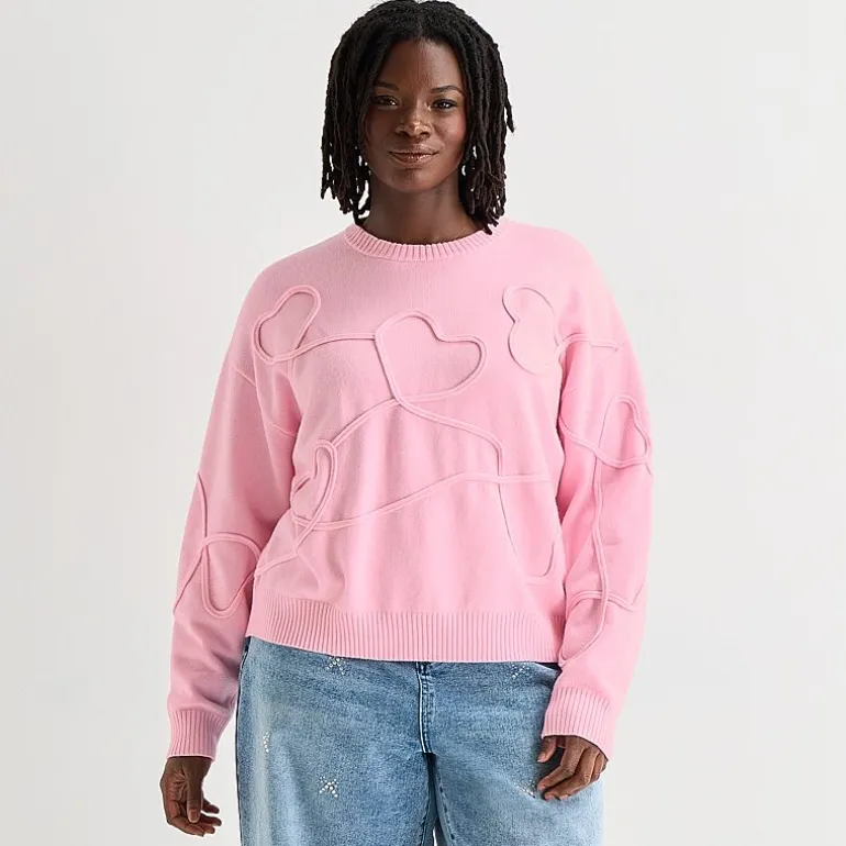 Forever 21 Juniors Plus Womens Crew Neck Long Sleeve Pullover Sweater