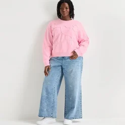 Forever 21 Juniors Plus Womens Crew Neck Long Sleeve Pullover Sweater